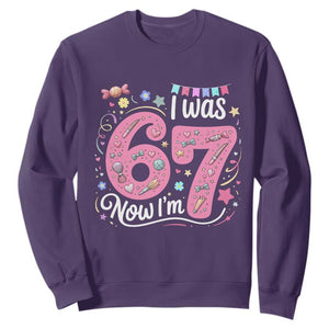 Seventh Birthday Girl Sweatshirt I Was 6 Now I Am 7 Meme TS12 Purple Print Your Wear