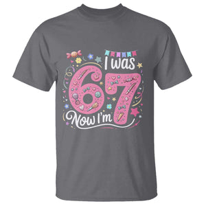 Seventh Birthday Girl T Shirt I Was 6 Now I Am 7 Meme TS12 Charcoal Print Your Wear