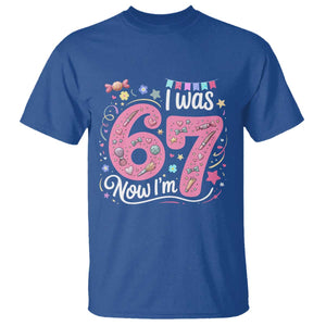 Seventh Birthday Girl T Shirt I Was 6 Now I Am 7 Meme TS12 Royal Blue Print Your Wear