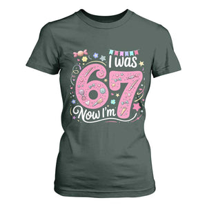 Seventh Birthday Girl T Shirt For Women I Was 6 Now I Am 7 Meme TS12 Dark Forest Green Print Your Wear