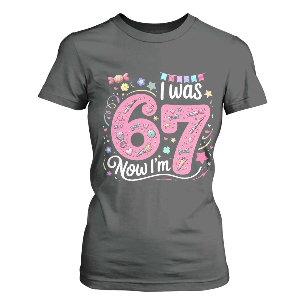 Seventh Birthday Girl T Shirt For Women I Was 6 Now I Am 7 Meme TS12 Dark Heather Print Your Wear