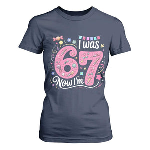 Seventh Birthday Girl T Shirt For Women I Was 6 Now I Am 7 Meme TS12 Navy Print Your Wear