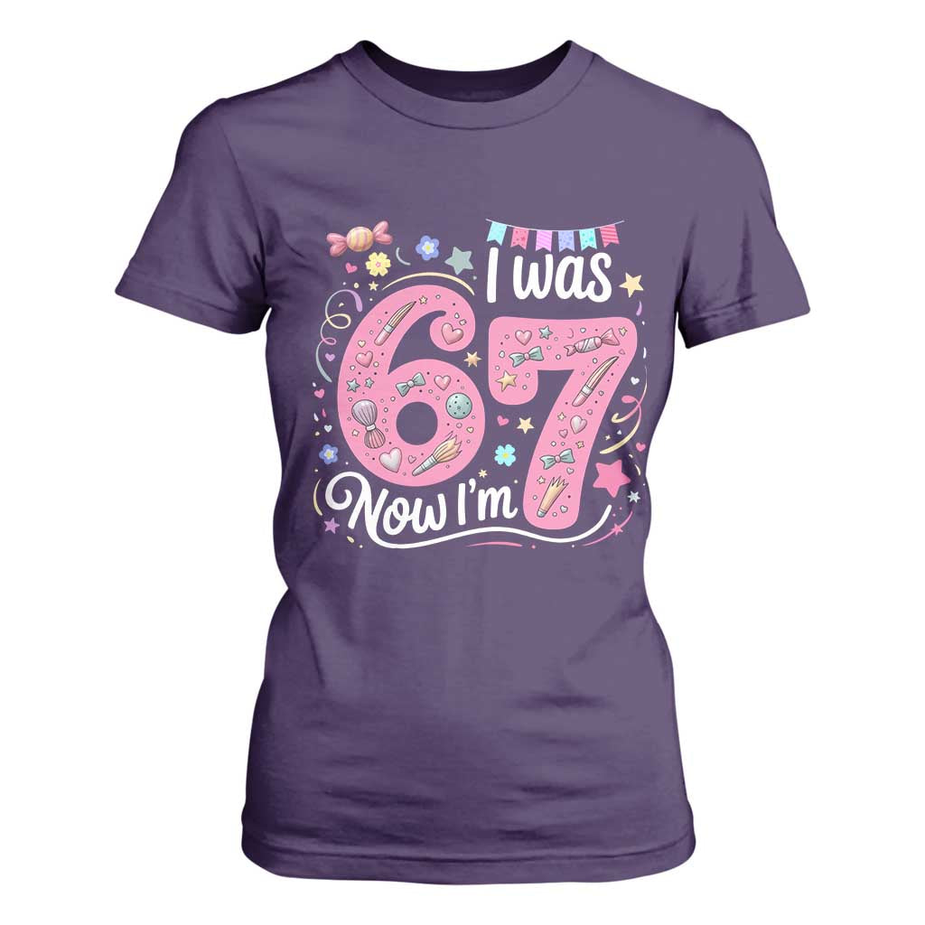 Seventh Birthday Girl T Shirt For Women I Was 6 Now I Am 7 Meme TS12 Purple Print Your Wear