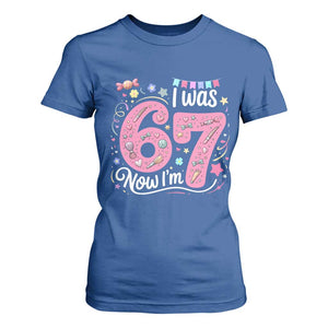 Seventh Birthday Girl T Shirt For Women I Was 6 Now I Am 7 Meme TS12 Royal Blue Print Your Wear