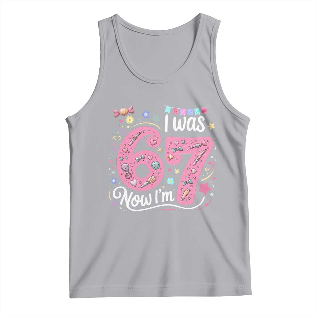 Seventh Birthday Girl Tank Top I Was 6 Now I Am 7 Meme TS12 Athletic Heather Print Your Wear