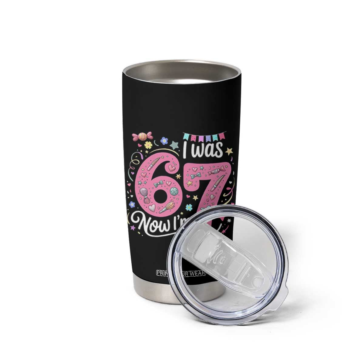 Seventh Birthday Girl Tumbler Cup I Was 6 Now I Am 7 Meme TS12 Print Your Wear