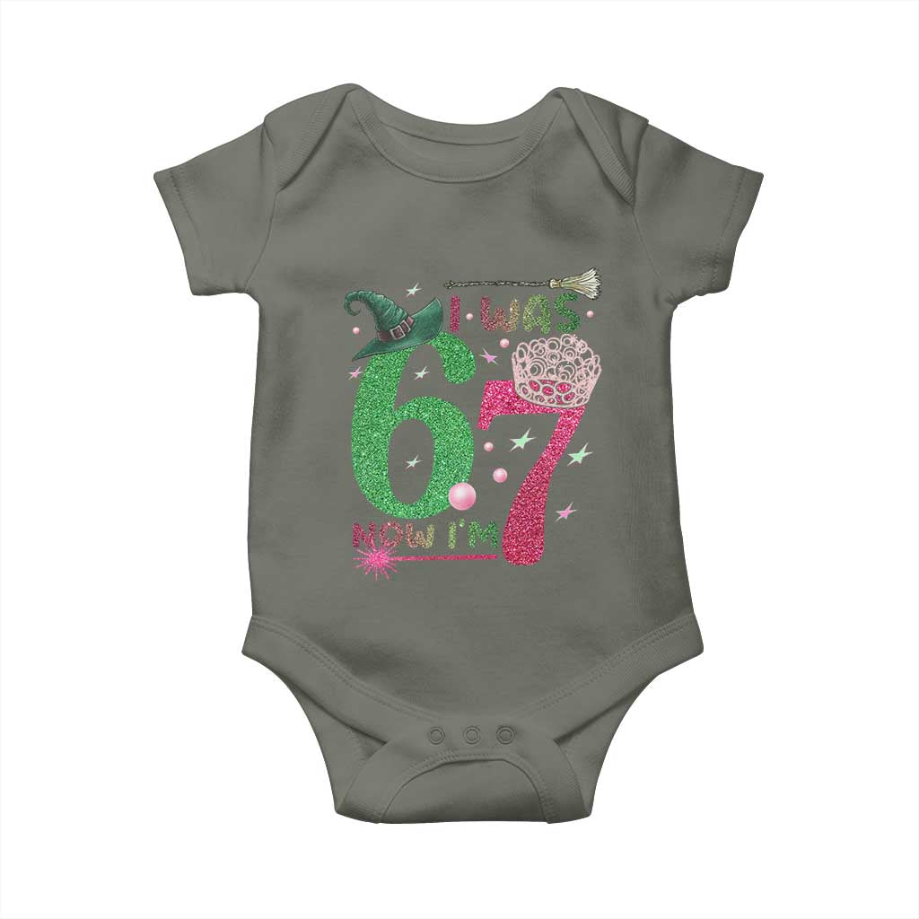 Birthday Girl I Was 6 Now I Am 7 Baby Onesie Gift For Alpha Kids TS12 Military Green Print Your Wear