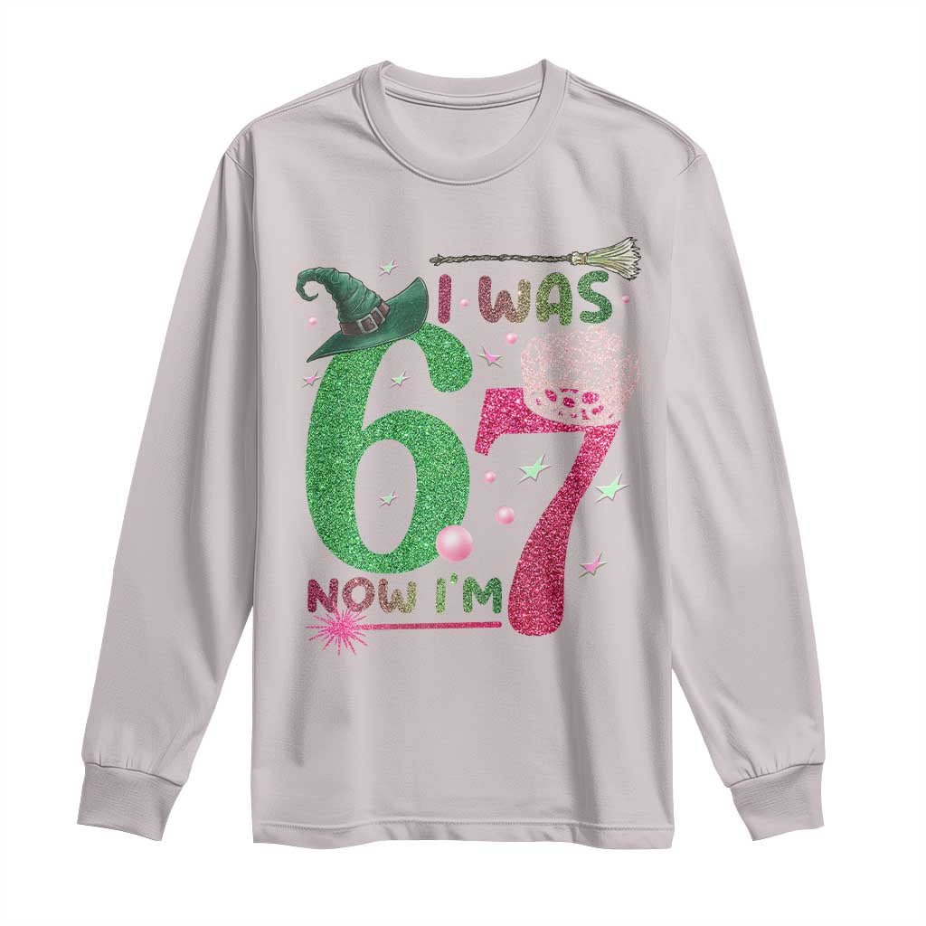 Birthday Girl I Was 6 Now I Am 7 Long Sleeve Shirt Gift For Alpha Kids TS12 Ice Gray Print Your Wear