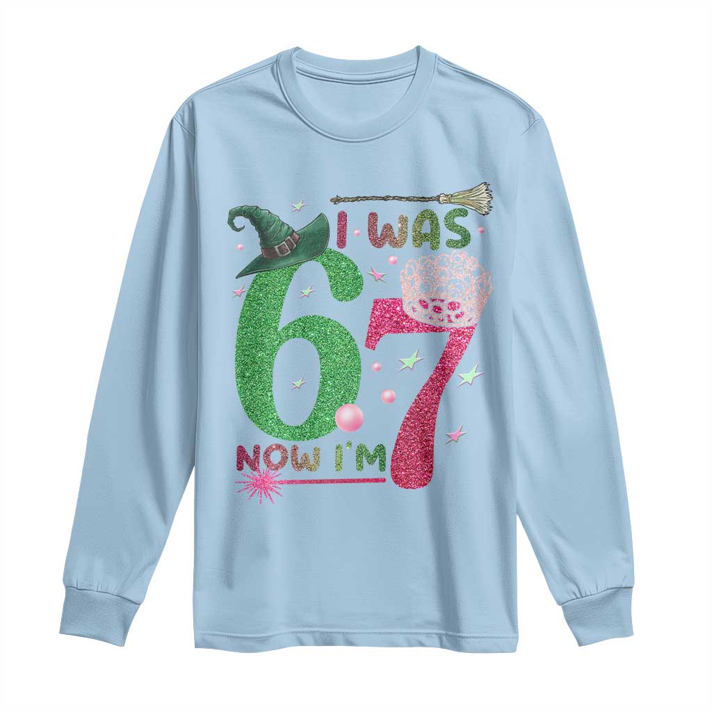 Birthday Girl I Was 6 Now I Am 7 Long Sleeve Shirt Gift For Alpha Kids TS12 Light Blue Print Your Wear