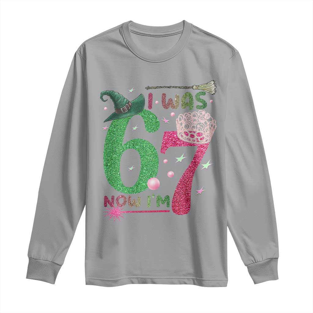 Birthday Girl I Was 6 Now I Am 7 Long Sleeve Shirt Gift For Alpha Kids TS12 Sport Gray Print Your Wear