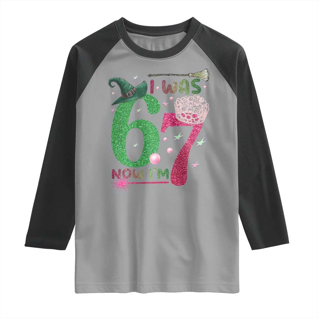 Birthday Girl I Was 6 Now I Am 7 Raglan Shirt Gift For Alpha Kids TS12 Sport Gray Black Print Your Wear
