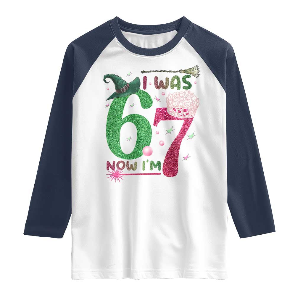 Birthday Girl I Was 6 Now I Am 7 Raglan Shirt Gift For Alpha Kids TS12 White Navy Print Your Wear