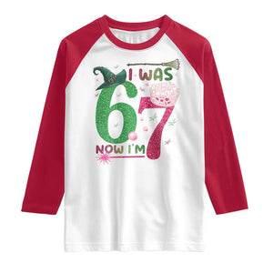 Birthday Girl I Was 6 Now I Am 7 Raglan Shirt Gift For Alpha Kids TS12 White Red Print Your Wear