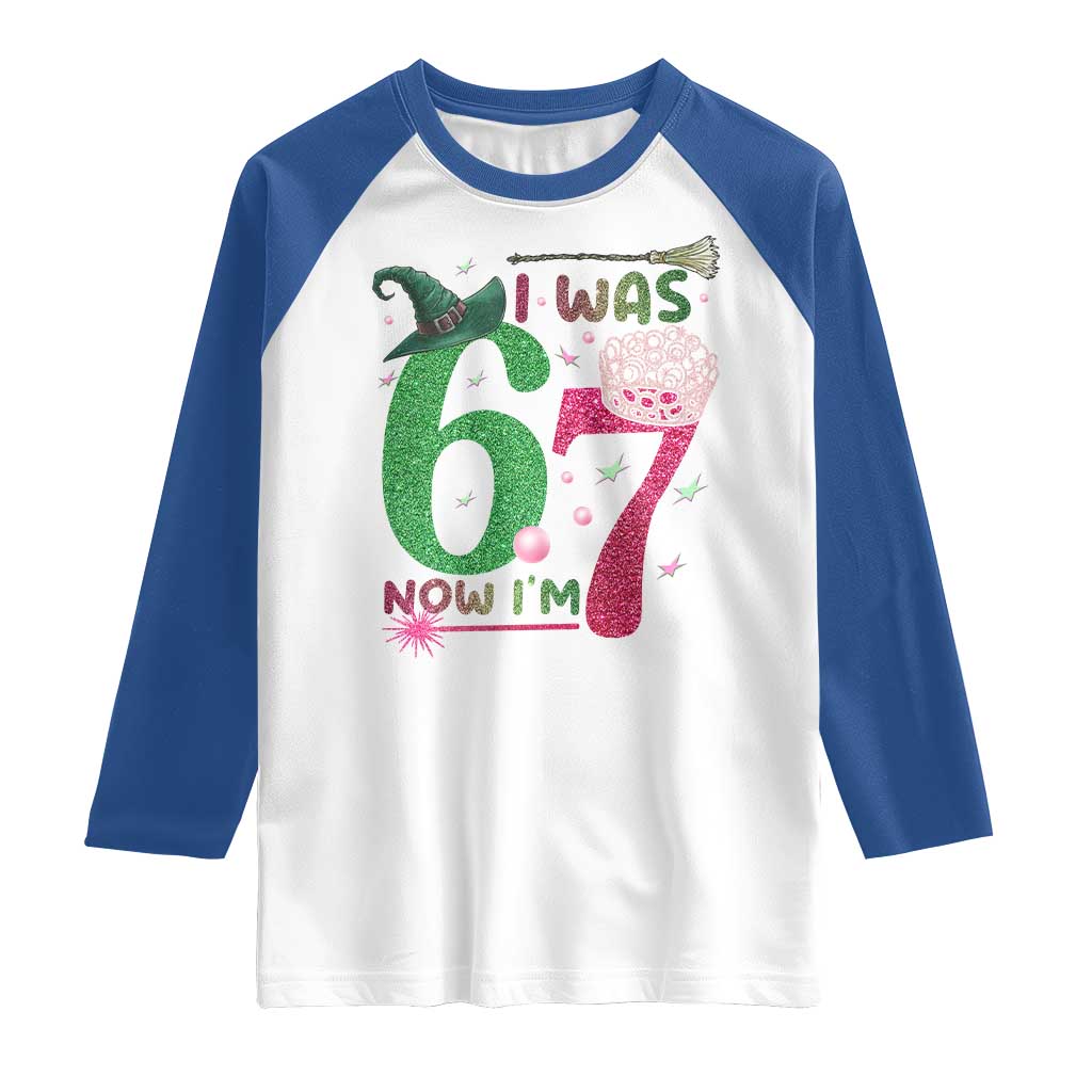 Birthday Girl I Was 6 Now I Am 7 Raglan Shirt Gift For Alpha Kids TS12 White Royal Print Your Wear