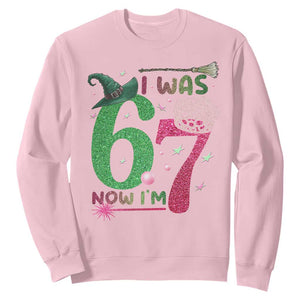 Birthday Girl I Was 6 Now I Am 7 Sweatshirt Gift For Alpha Kids TS12 Light Pink Print Your Wear