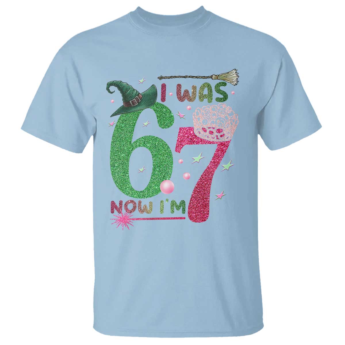 Birthday Girl I Was 6 Now I Am 7 T Shirt Gift For Alpha Kids TS12 Light Blue Print Your Wear