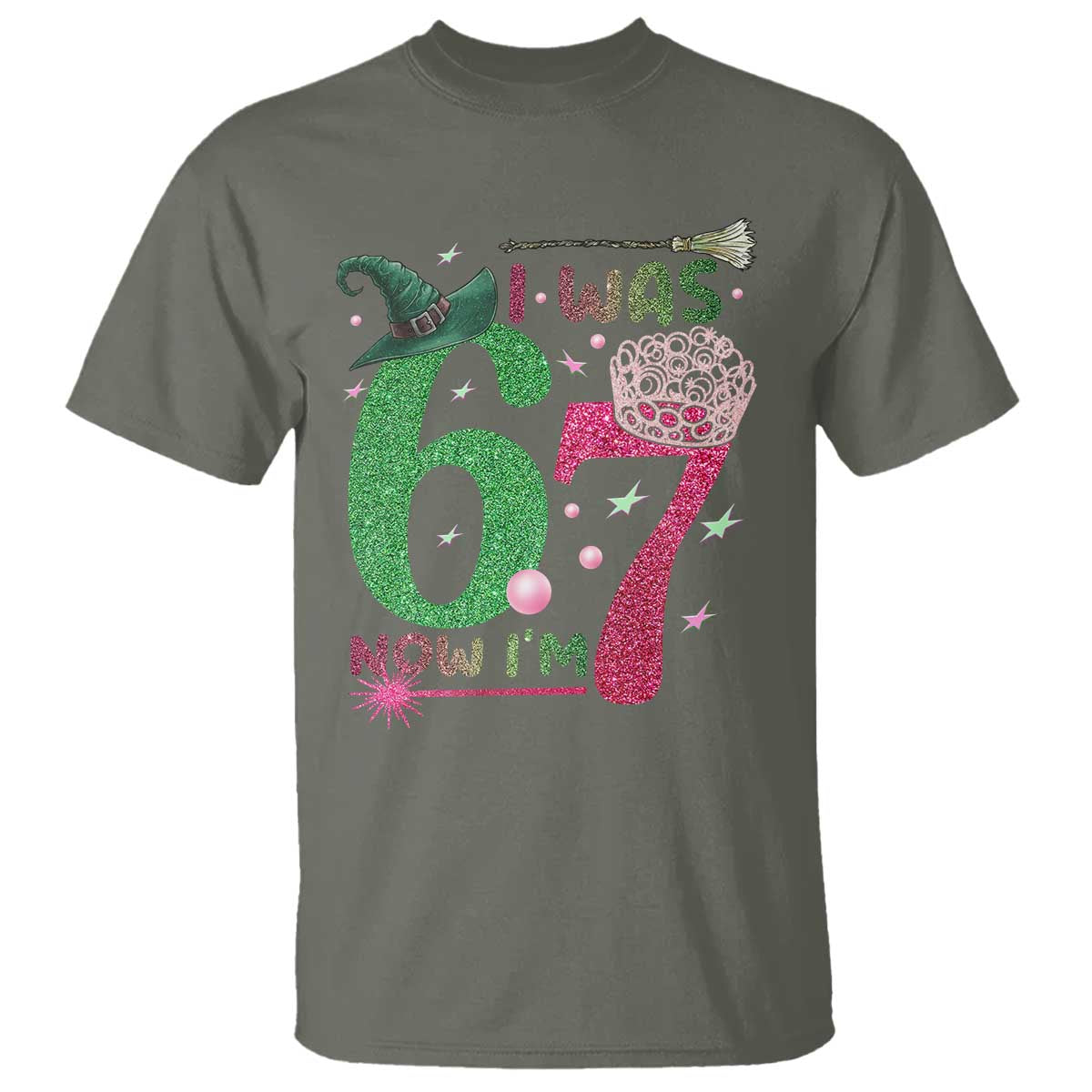 Birthday Girl I Was 6 Now I Am 7 T Shirt Gift For Alpha Kids TS12 Military Green Print Your Wear