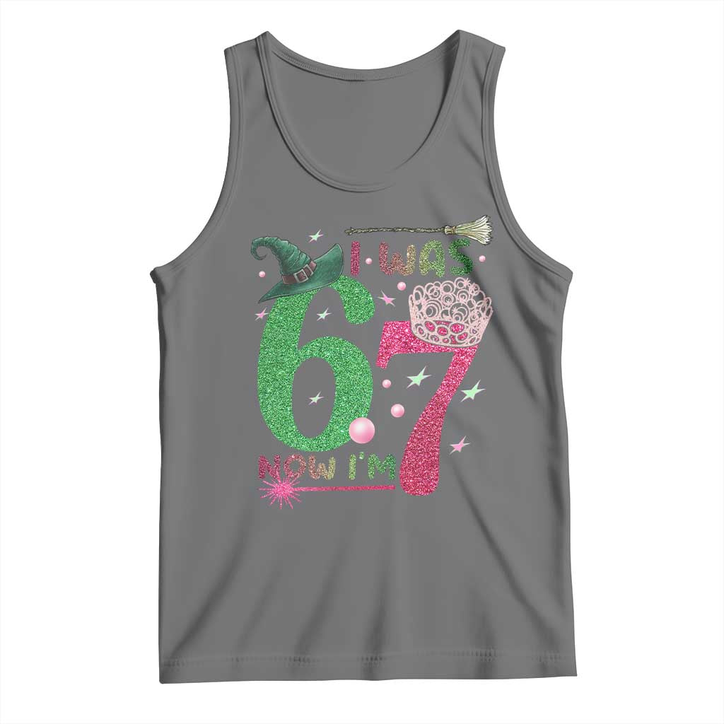 Birthday Girl I Was 6 Now I Am 7 Tank Top Gift For Alpha Kids TS12 Black Heather Print Your Wear