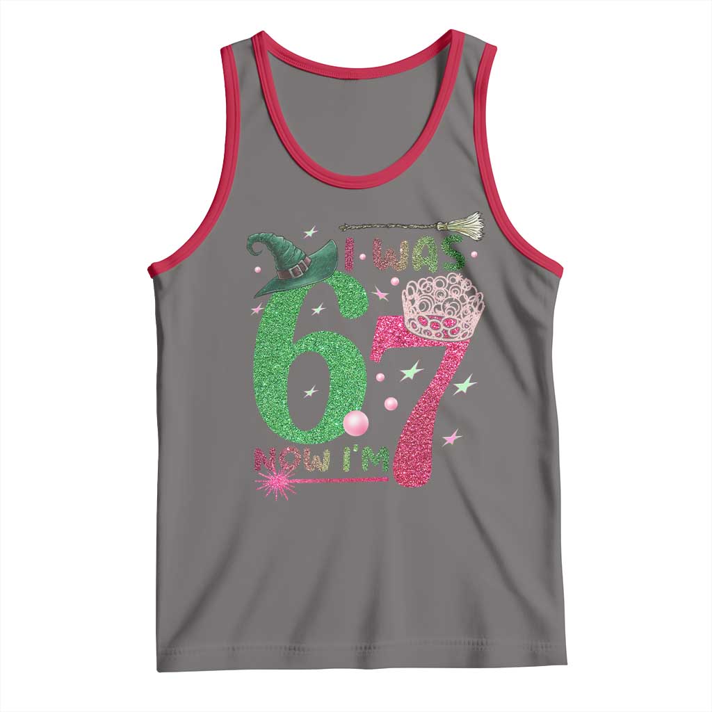 Birthday Girl I Was 6 Now I Am 7 Tank Top Gift For Alpha Kids TS12 Deep Heather Red Print Your Wear
