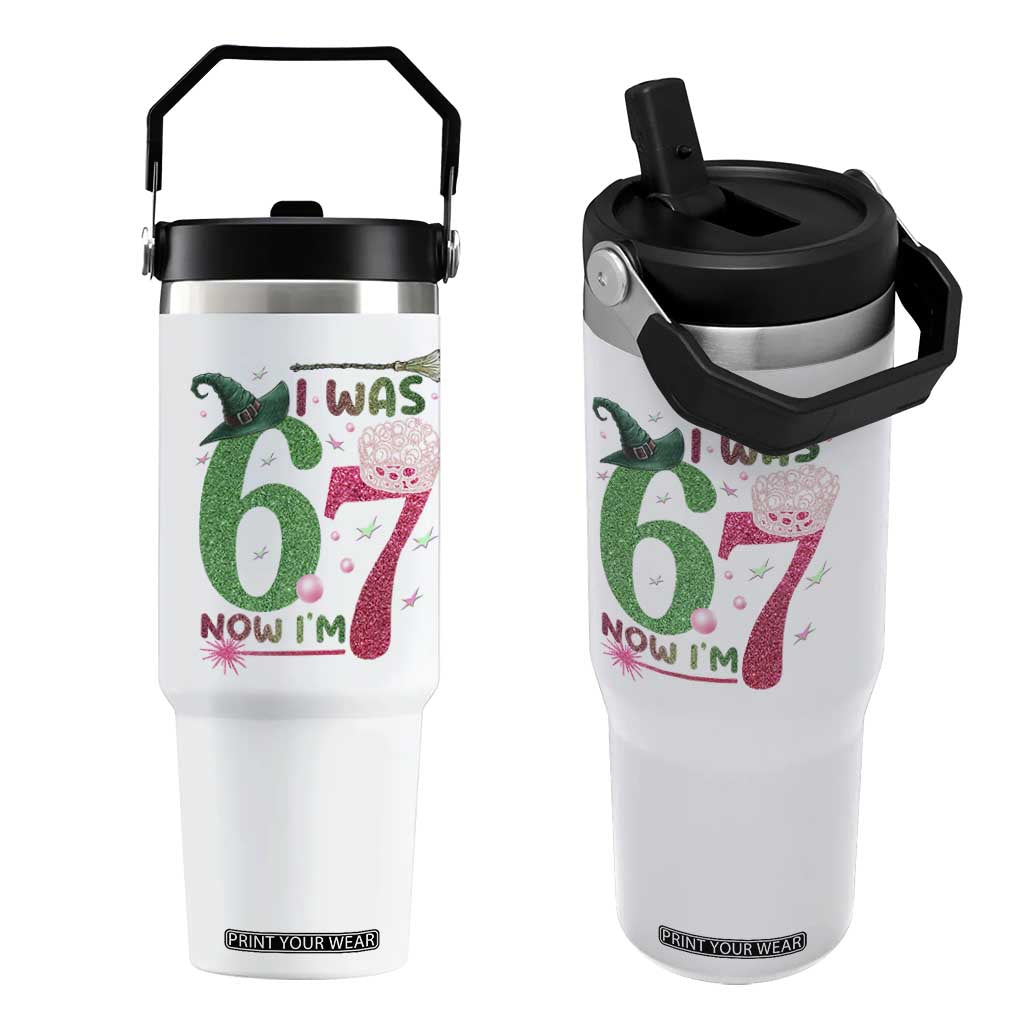 Birthday Girl I Was 6 Now I Am 7 Flip Straw Tumbler Gift For Alpha Kids TS12 One Size: 30 oz White Print Your Wear
