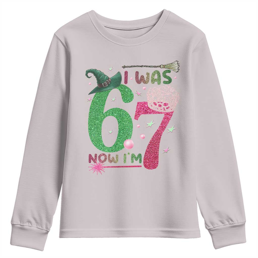 Birthday Girl I Was 6 Now I Am 7 Youth Sweatshirt Gift For Alpha Kids TS12 Ice Gray Print Your Wear