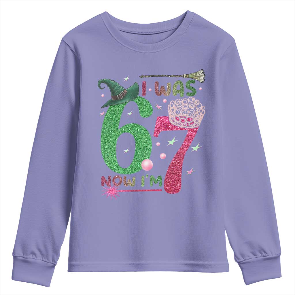 Birthday Girl I Was 6 Now I Am 7 Youth Sweatshirt Gift For Alpha Kids TS12 Violet Print Your Wear