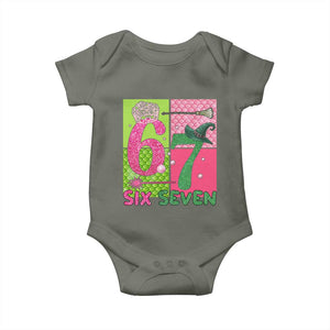 I Was Six Now I Am Seven Baby Onesie Fantasy Birthday Girl TS12 Military Green Print Your Wear