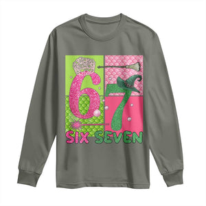 I Was Six Now I Am Seven Long Sleeve Shirt Fantasy Birthday Girl TS12 Military Green Print Your Wear