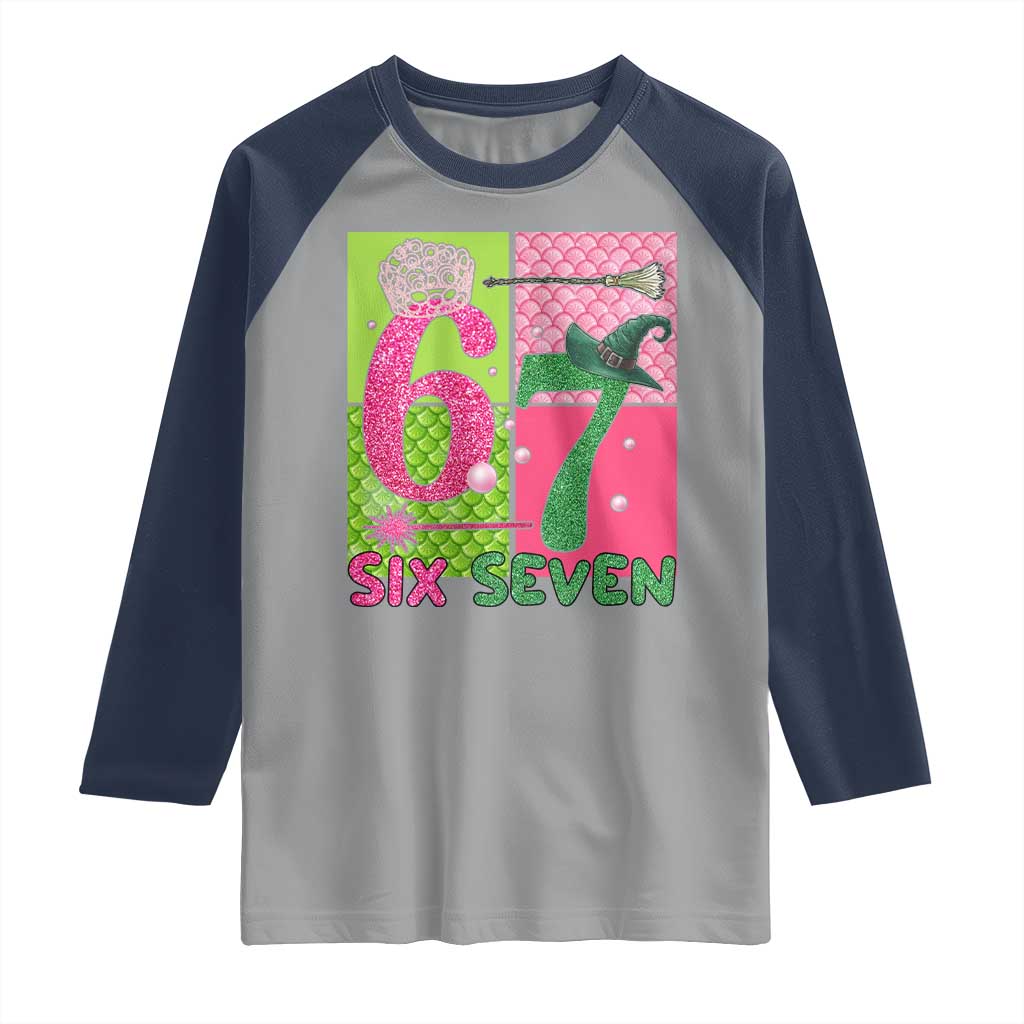 I Was Six Now I Am Seven Raglan Shirt Fantasy Birthday Girl TS12 Sport Gray Navy Print Your Wear