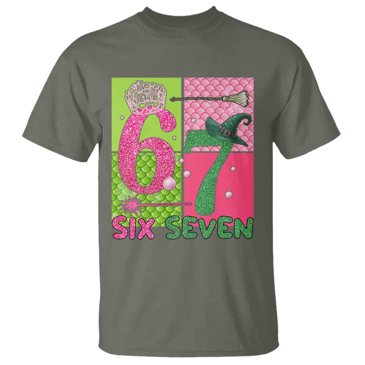 I Was Six Now I Am Seven T Shirt Fantasy Birthday Girl TS12 Military Green Print Your Wear