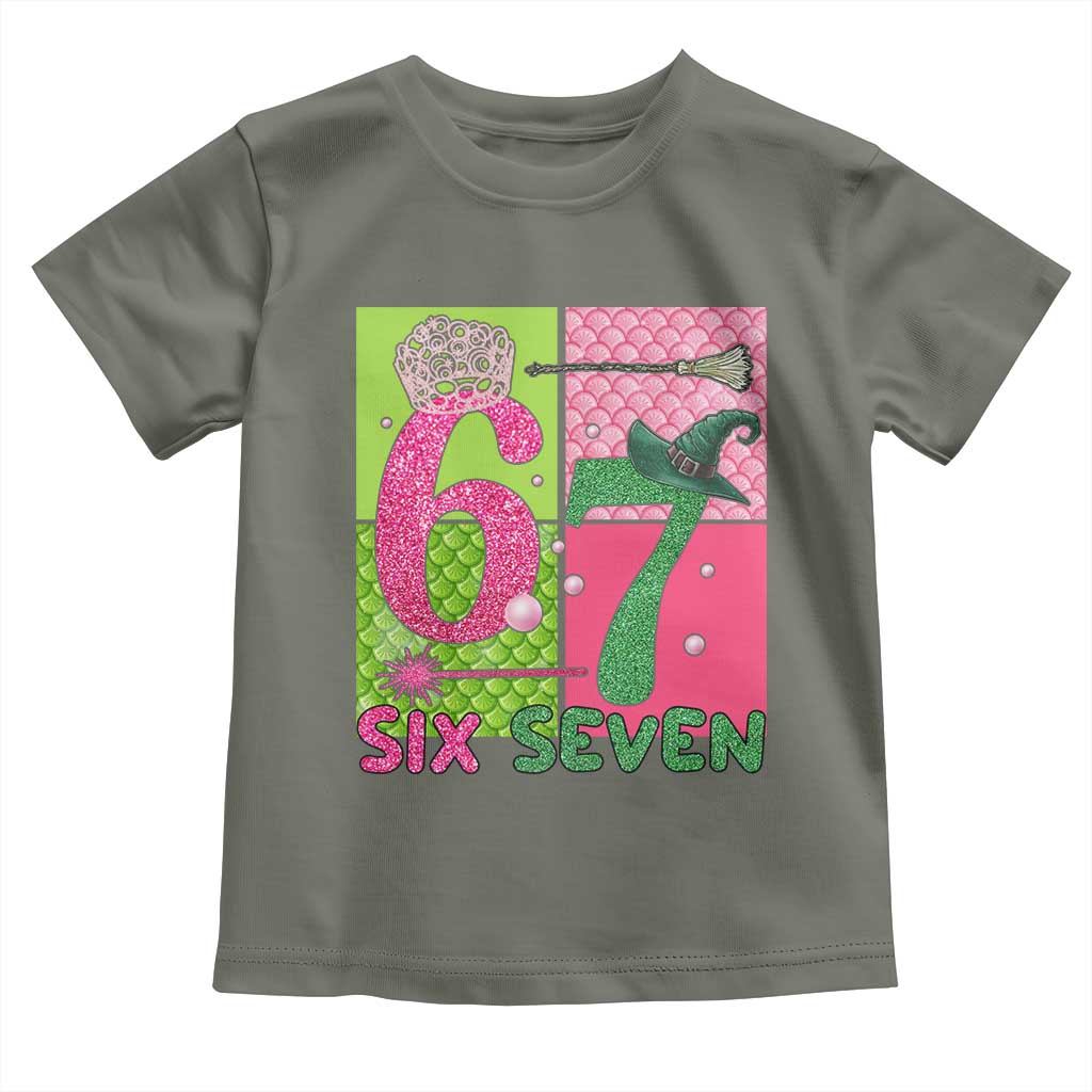 I Was Six Now I Am Seven Toddler T Shirt Fantasy Birthday Girl TS12 Military Green Print Your Wear