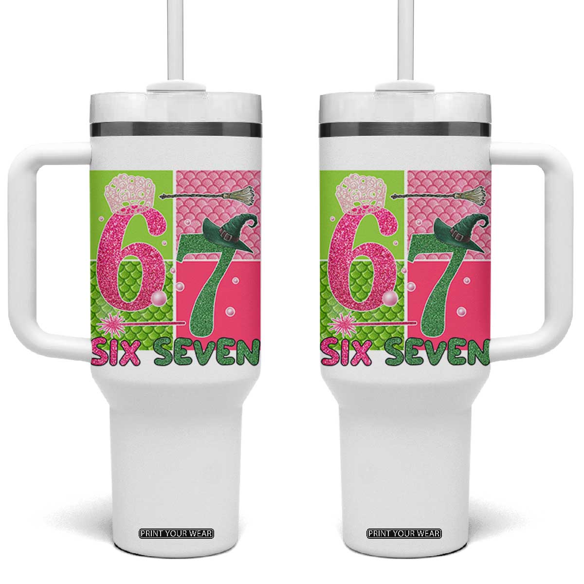 I Was Six Now I Am Seven Tumbler With Handle Fantasy Birthday Girl TS12 One Size: 40 oz White Print Your Wear