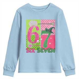 I Was Six Now I Am Seven Youth Sweatshirt Fantasy Birthday Girl TS12 Light Blue Print Your Wear