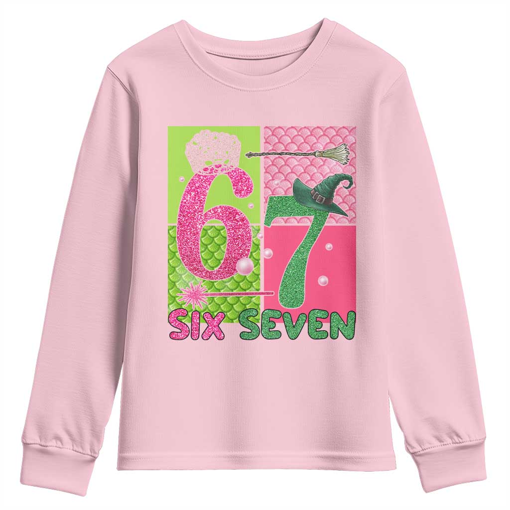 I Was Six Now I Am Seven Youth Sweatshirt Fantasy Birthday Girl TS12 Light Pink Print Your Wear