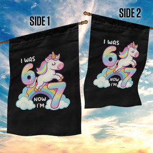 Funny Unicorn I Was 6 Now I Am 7 Garden Flag Girl Seventh Birthday Gift TS12 Print Your Wear