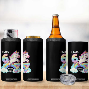 Funny Unicorn I Was 6 Now I Am 7 4 in 1 Can Cooler Tumbler Girl Seventh Birthday Gift TS12 Print Your Wear