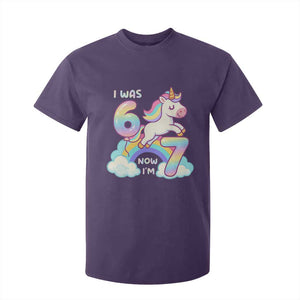 Funny Unicorn I Was 6 Now I Am 7 T Shirt For Kid Girl Seventh Birthday Gift TS12 Purple Print Your Wear