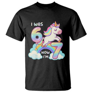 Funny Unicorn I Was 6 Now I Am 7 T Shirt Girl Seventh Birthday Gift TS12 Black Print Your Wear