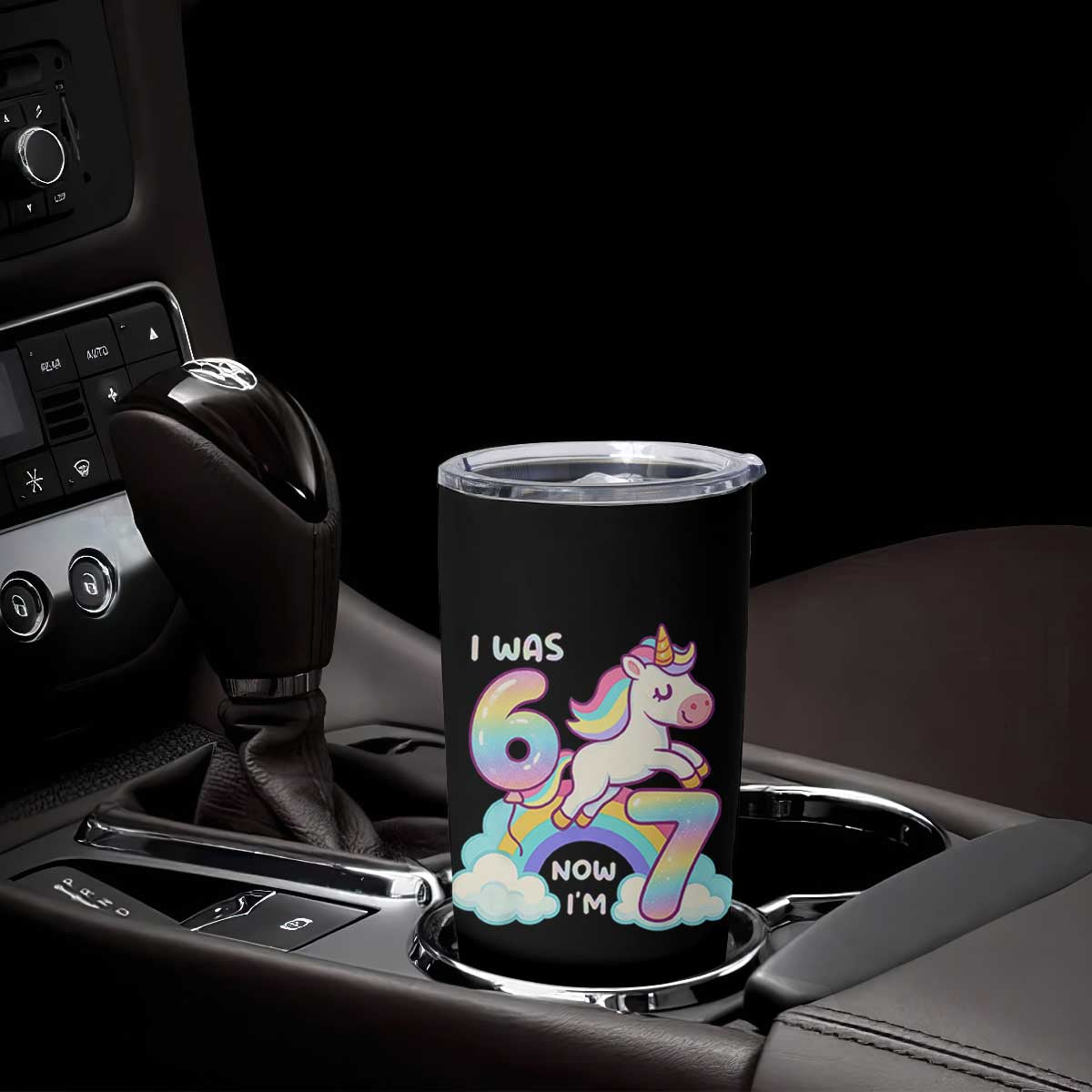 Funny Unicorn I Was 6 Now I Am 7 Tumbler Cup Girl Seventh Birthday Gift TS12 Print Your Wear