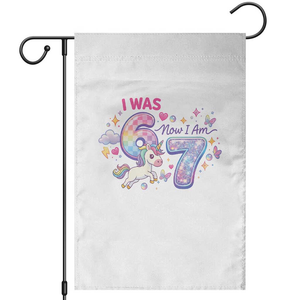 I Was 6 Now I Am 7 Garden Flag Funny Birthday Alpha Kids TS12 Black Print Your Wear