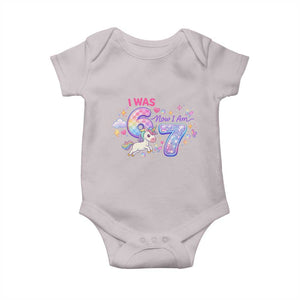 I Was 6 Now I Am 7 Baby Onesie Funny Birthday Alpha Kids TS12 Ice Gray Print Your Wear
