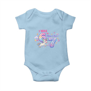 I Was 6 Now I Am 7 Baby Onesie Funny Birthday Alpha Kids TS12 Light Blue Print Your Wear