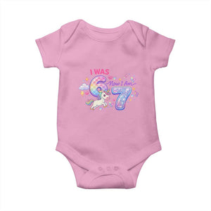 I Was 6 Now I Am 7 Baby Onesie Funny Birthday Alpha Kids TS12 Light Pink Print Your Wear