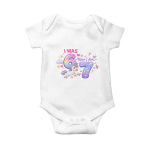 I Was 6 Now I Am 7 Baby Onesie Funny Birthday Alpha Kids TS12 White Print Your Wear