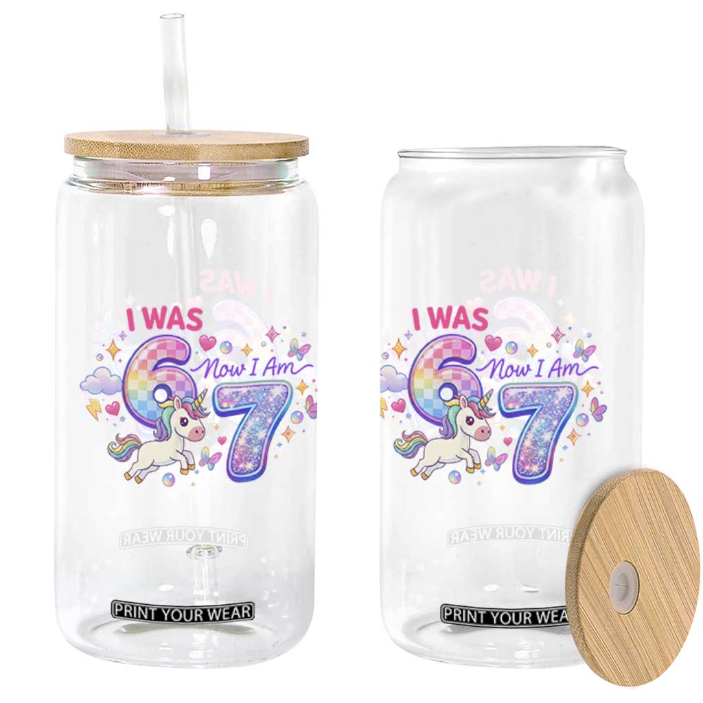 I Was 6 Now I Am 7 Glass Can Funny Birthday Alpha Kids TS12 Print Your Wear