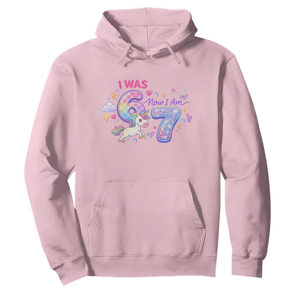 I Was 6 Now I Am 7 Hoodie Funny Birthday Alpha Kids TS12 Light Pink Print Your Wear