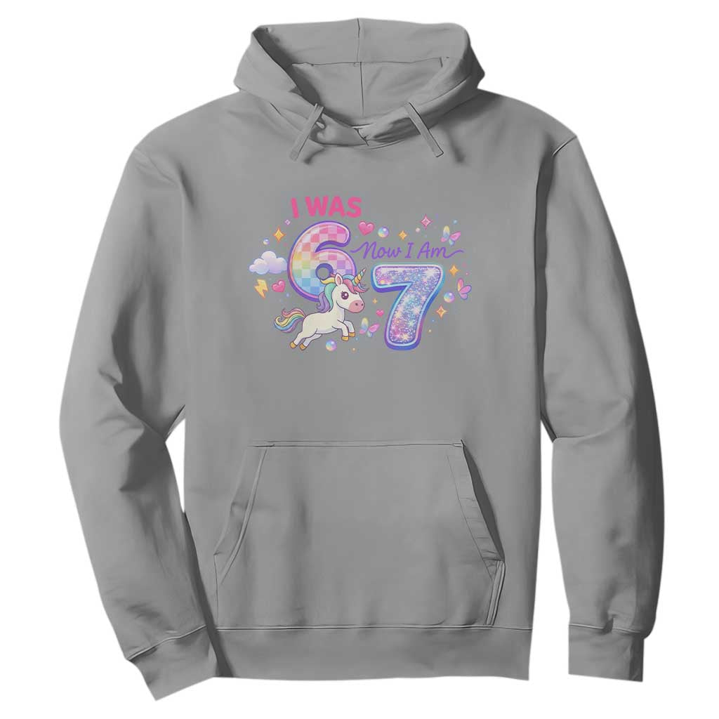 I Was 6 Now I Am 7 Hoodie Funny Birthday Alpha Kids TS12 Sport Gray Print Your Wear