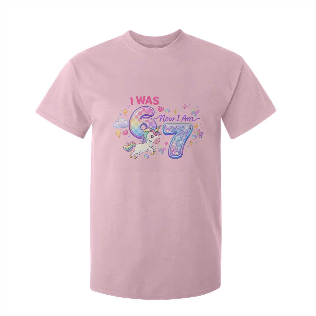 I Was 6 Now I Am 7 T Shirt For Kid Funny Birthday Alpha Kids TS12 Light Pink Print Your Wear