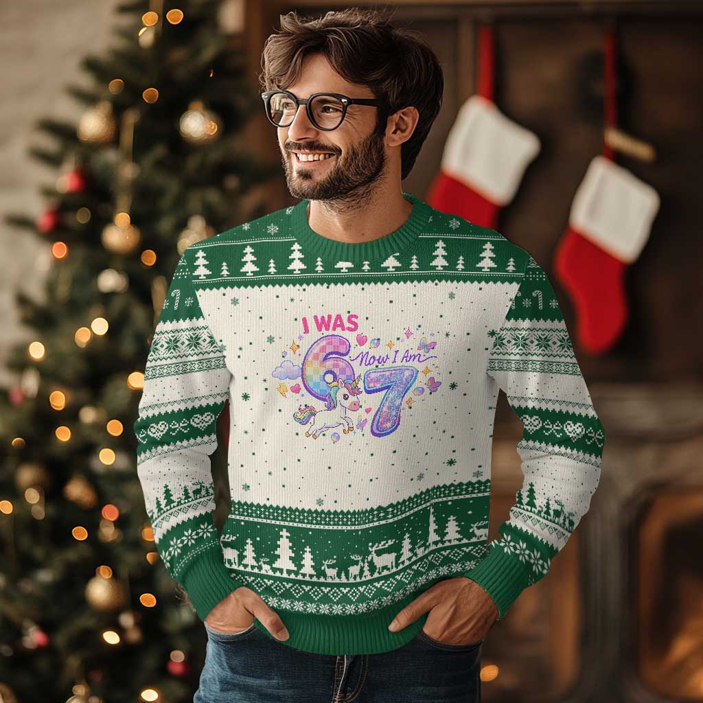I Was 6 Now I Am 7 Ugly Christmas Sweater Funny Birthday Alpha Kids TS12 Beige Green Print Your Wear