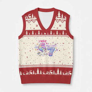I Was 6 Now I Am 7 V-Neck Knit Sweater Vest Funny Birthday Alpha Kids TS12 Beige Red Print Your Wear